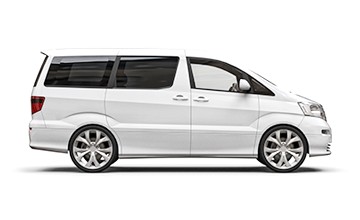 White SUV or minivan showcasing a clean exterior, representing Mr. Shine car wash services with options for oversized vehicles.